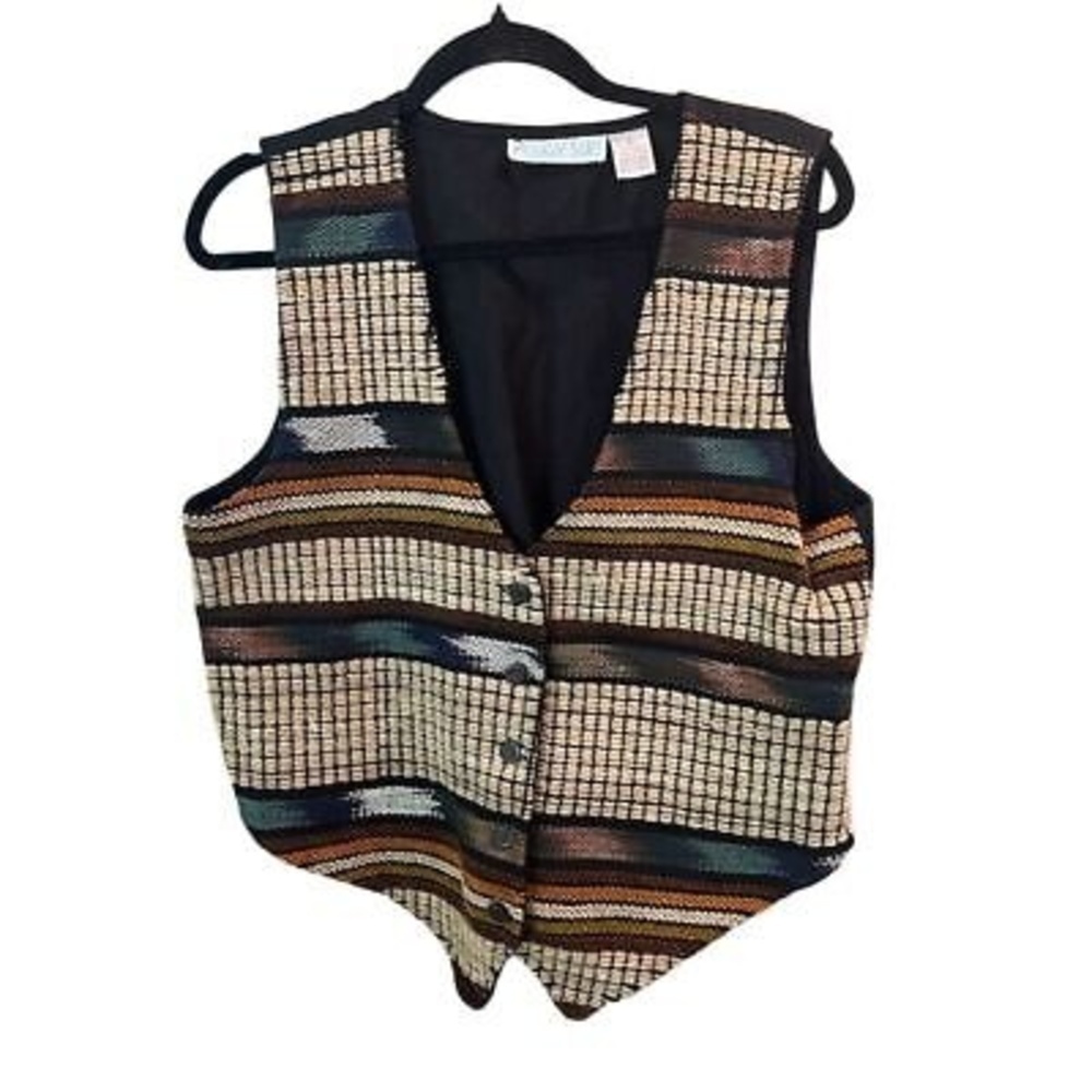 Vintage Peggy Sue Women's Striped Cotton Vest Multicolor Size M